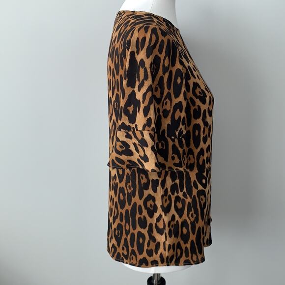 The Limited Leopard Animal Print Flounce Short Sleeve Blouse Sz M - Picture 4 of 7